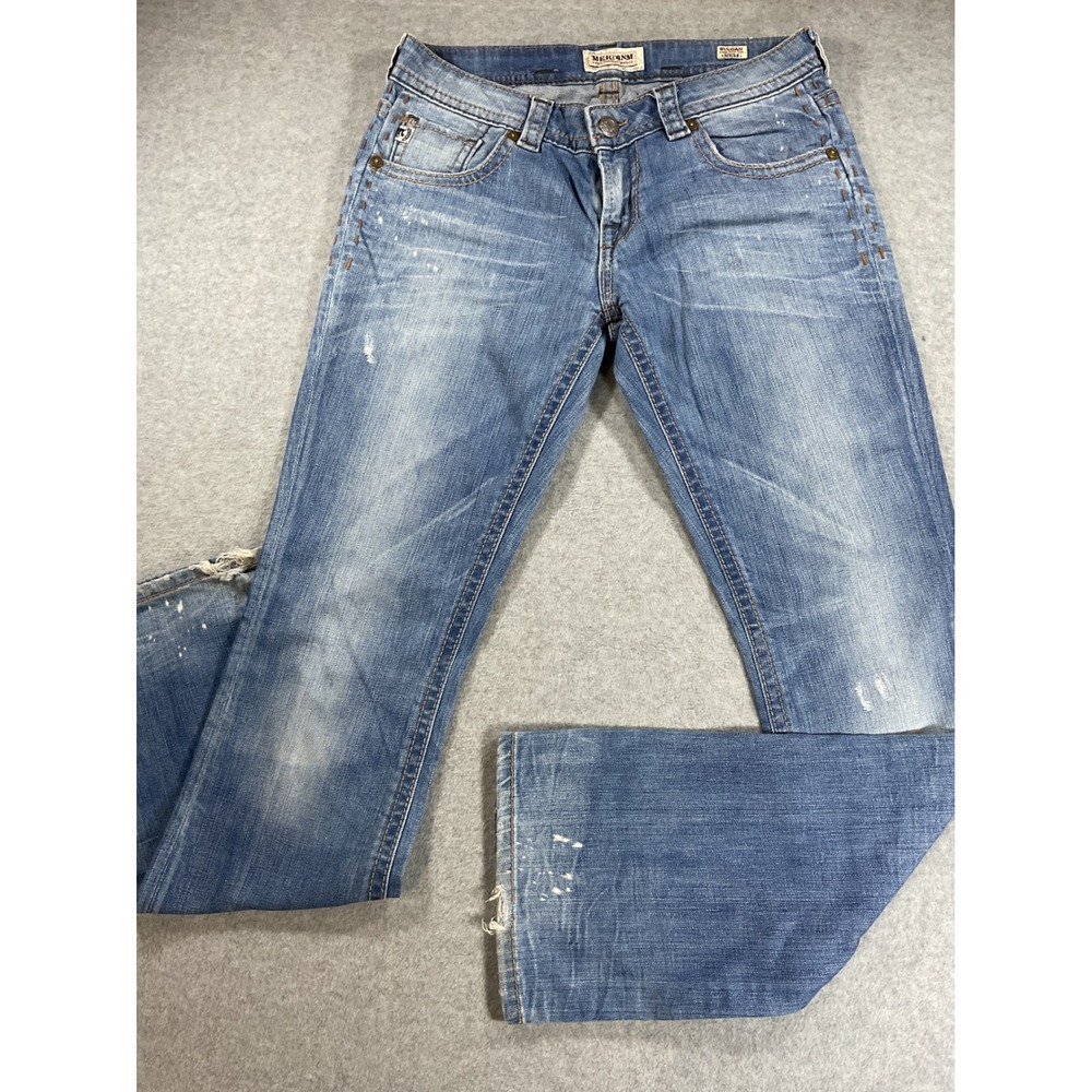 Mek Denim Bulgan Slim Bootcut Jeans Medium Wash Distressed 30x34 2036